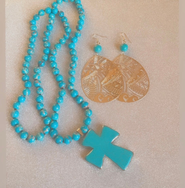 Collier Croix Turquoise