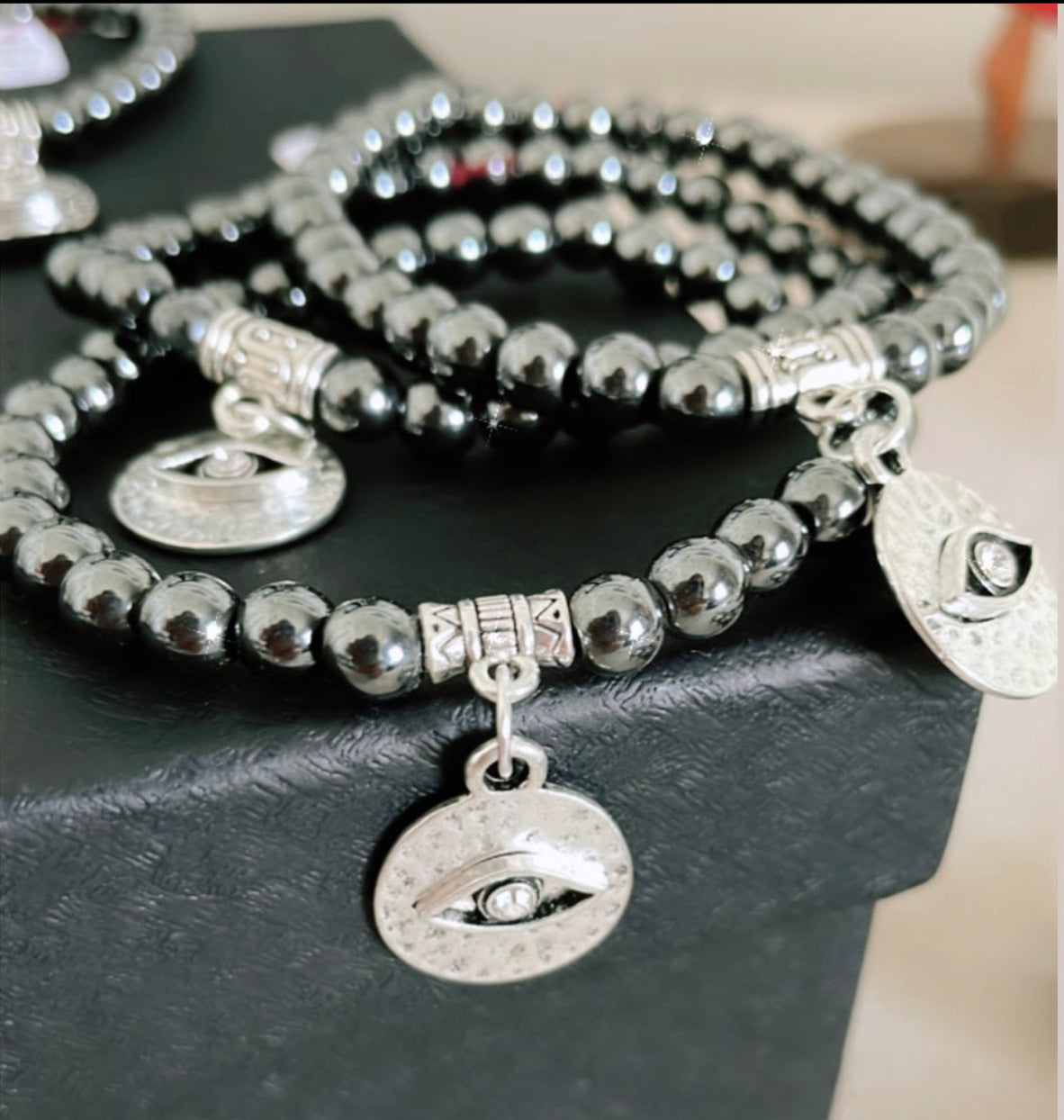 Bracelet hématite mauvais œil