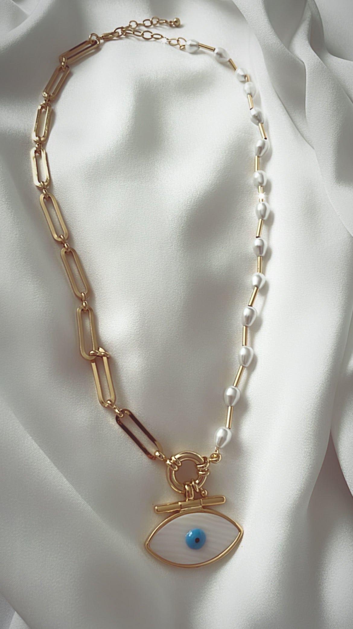 Pearl Gold Link Necklace