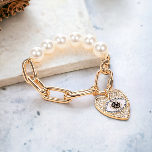 Annabelle Pearl Heart Bracelet